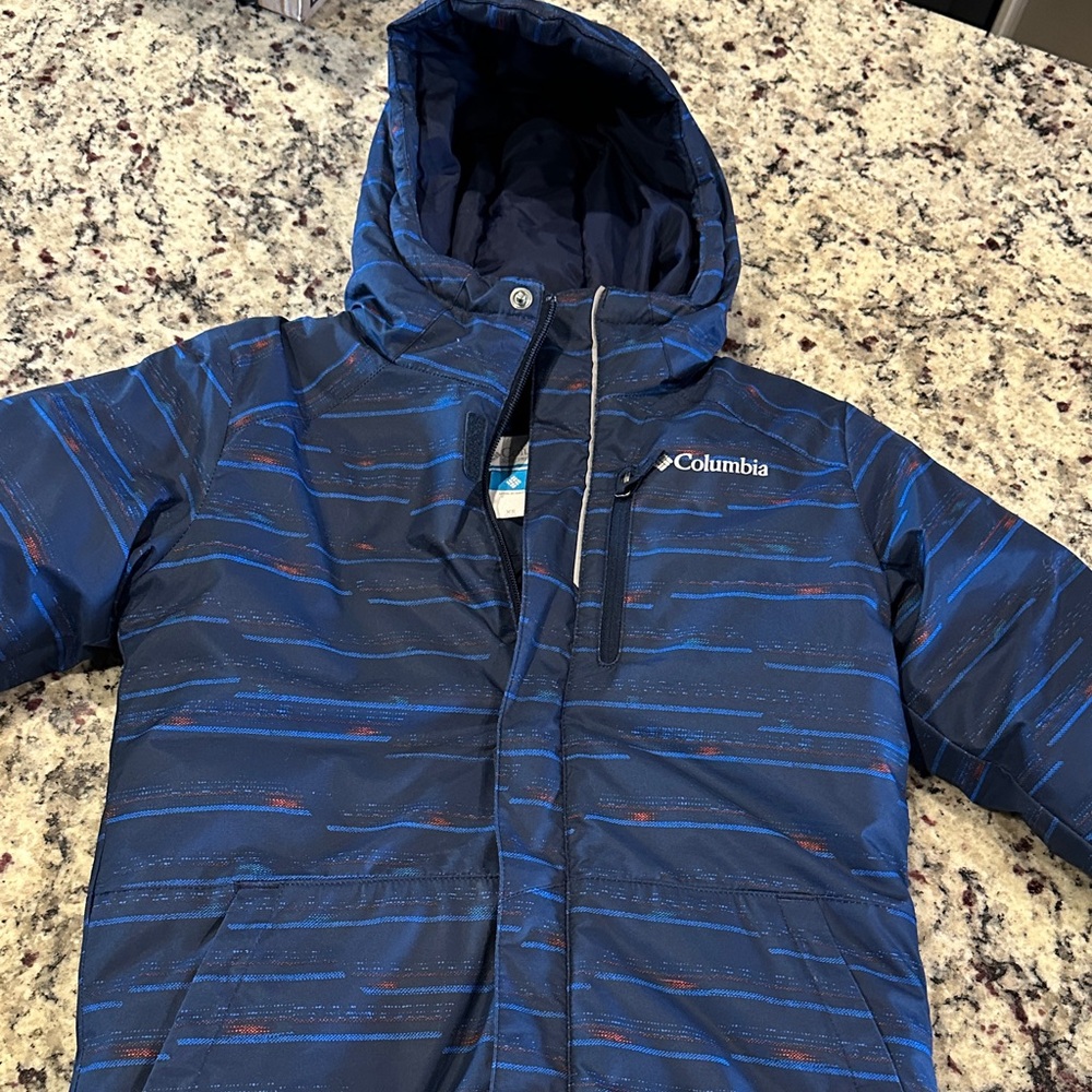 Columbia Navy and Red Striped Hooded Jacket